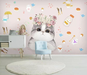 beibehang Custom fashion hand-painted watercolor cute cat dog animal pet children's room background papel de parede 3d wallpaper