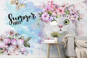 beibehang Custom fashion hand-painted watercolor cute cat dog animal pet children's room background papel de parede 3d wallpaper