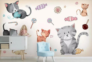 beibehang Custom fashion hand-painted watercolor cute cat dog animal pet children's room background papel de parede 3d wallpaper