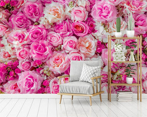 Beibehang Custom wallpaper Nordic modern pink roses TV background wall home decoration living room bedroom murals 3d wallpaper